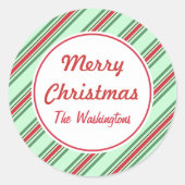 Mint Stripe Kerst stickers (Voorkant)