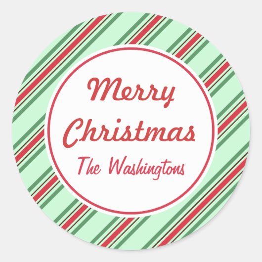 Mint Stripe Kerst stickers (Voorkant)