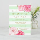 Mint Stripe Roze Repetitie Diner Party Uitnodiging (Staand voorkant)