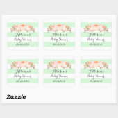Mint Stripe Roze Waterverf Bloemen Baby shower Lab Vierkante Sticker (Vel)