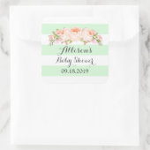 Mint Stripe Roze Waterverf Bloemen Baby shower Lab Vierkante Sticker (Tas)