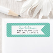 Mint Striped Merry Little Kerstmis Etiket (Insitu)