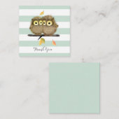 Mint Stripes Baby Uilen Dank u Opmerking Kaart Notitiekaartje (Voorkant / Achterkant)