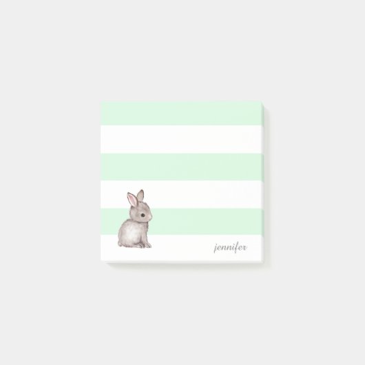 Mint Stripes Bunny Post-it® notes (Voorkant)