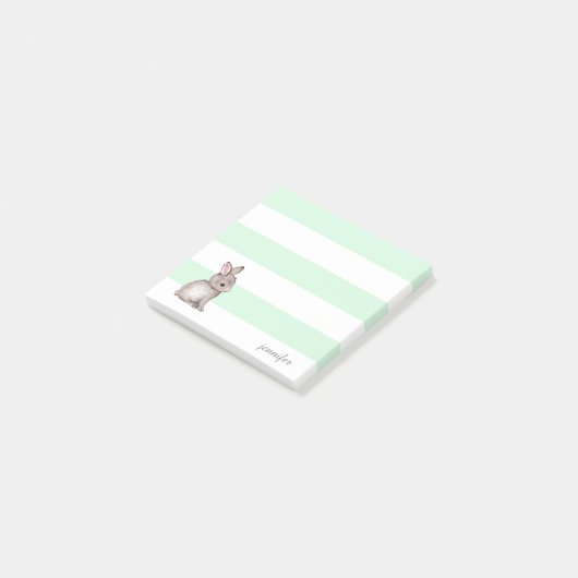 Mint Stripes Bunny Post-it® notes (Schuin)