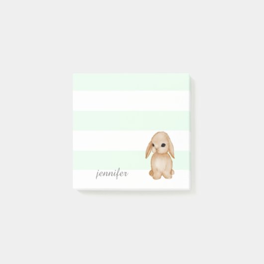 Mint Stripes Bunny Post-it® notes (Voorkant)