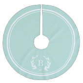Mint Stripes en Wreath Monogram Boom Rok Kerstboom Rok (Voorkant)