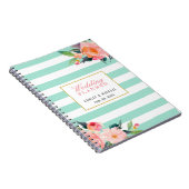 Mint Stripes Floral Wedding Planner Guestbook Notitieboek (Rechterzijde)