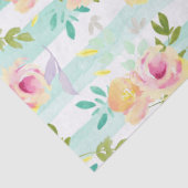 Mint Stripes Geel Roze Bloemen Chic Tissuepapier (Detail)