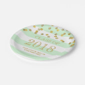 Mint Stripes Gold Confetti Afstuderen 2018 Papieren Bordje (Gekanteld)