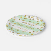 Mint Stripes Gold Confetti Baby shower Bord (Gekanteld)