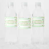 Mint Stripes Gold Confetti Baby shower Label Waterfles Etiket (Flessen)