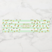 Mint Stripes Gold Confetti Baby shower Label Waterfles Etiket (Enkel label)