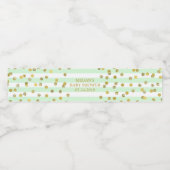 Mint Stripes Gold Confetti Baby shower Label Waterfles Etiket (Enkel label)