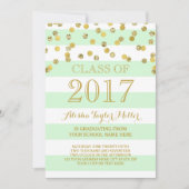 Mint Stripes Gold Confetti Photo 2017 Afstuderen Kaart (Voorkant)