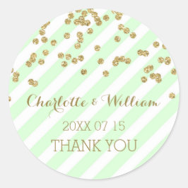 Mint Stripes Goud Confetti Bruiloft Favor Labels