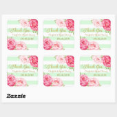 Mint Stripes Goud Roze Bloemen Vrijgezellenfeest Vierkante Sticker (Vel)