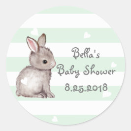 Mint Stripes Heart Bunny Baby shower Stickers