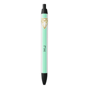 Mint Stripes met Gold Foil Diamond Zwarte Inkt Pen