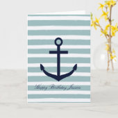 Mint Stripes Nautical Anchor Kaart (Gele Bloem)