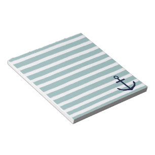 Mint Stripes Nautical Anchor Notitieblok