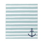 Mint Stripes Nautical Anchor Notitieblok (Voorkant)