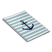 Mint Stripes Nautical Anchor Notitieboek (Rechterzijde)