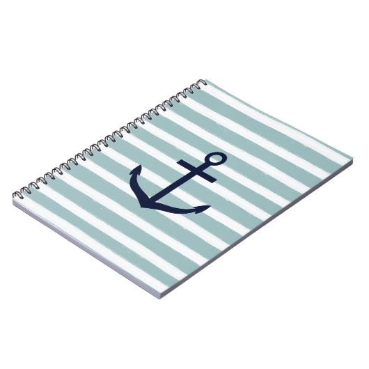 Mint Stripes Nautical Anchor Notitieboek (Linkerzijde)
