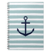 Mint Stripes Nautical Anchor Notitieboek (Voorkant)