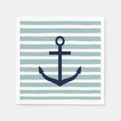 Mint Stripes Nautical Anchor Servetten (Voorkant)