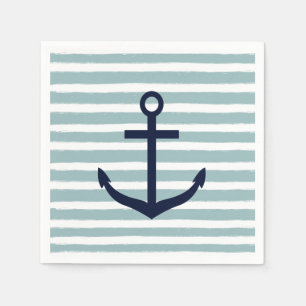 Mint Stripes Nautical Anchor Servetten