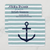 Mint Stripes Nautical Anker Baby shower Kaart (Voorkant / Achterkant)
