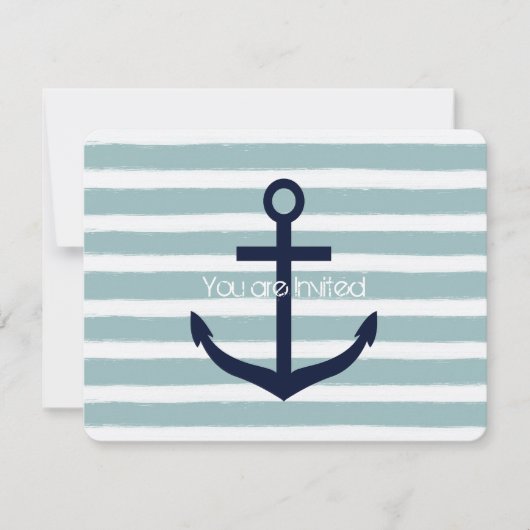 Mint Stripes Nautical Anker Baby shower Kaart (Voorkant)
