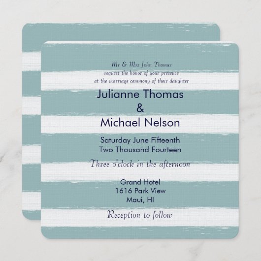 Mint Stripes nautische anker bruiloft Kaart (Voorkant / Achterkant)