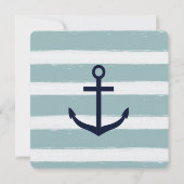Mint Stripes nautische anker bruiloft Kaart (Achterkant)