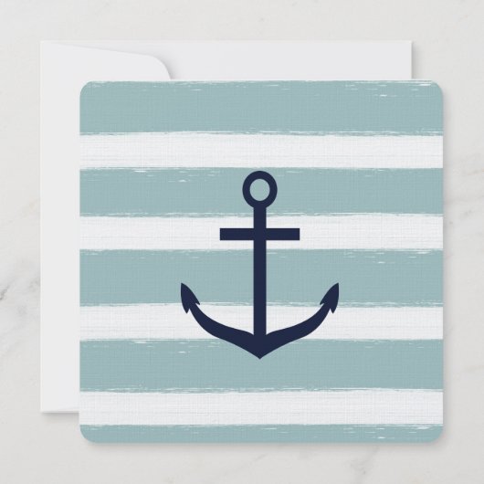 Mint Stripes nautische anker bruiloft Kaart (Achterkant)