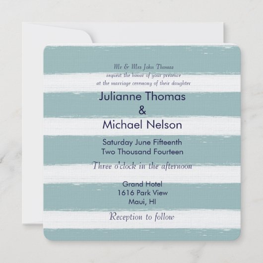 Mint Stripes nautische anker bruiloft Kaart (Voorkant)