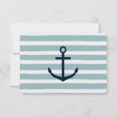 Mint Stripes Nautische Anker Strand Bruiloft RSVP (Achterkant)