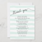 Mint Stripes neutraal Baby shower gedicht Bedankkaart (Voorkant)