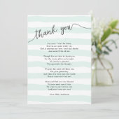 Mint Stripes neutraal Baby shower gedicht Bedankkaart (Staand voorkant)