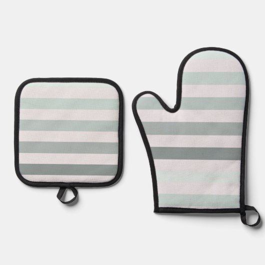 Mint Stripes Ombre Ovenwant & Pannenlap Set (Voorkant)