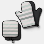 Mint Stripes Ombre Ovenwant & Pannenlap Set (Voorkant / Achterkant)