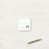 Mint Stripes Penguin Post-it® notes (Op bureau)