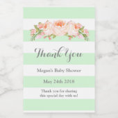 Mint Stripes Perzik Bloemen Baby shower Label Voedselcontainer Etiket (Enkel label)