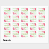 Mint Stripes Roze Bloemen Baby shower Dank u Vierkante Sticker (Vel)