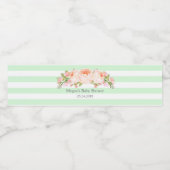 Mint Stripes Roze Bloemen Baby shower Label Waterfles Etiket (Enkel label)