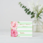 Mint Stripes Roze Bloemen Tafel Plaats Plaatsen Ka Plaatskaartje (Staand voorkant)