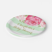 Mint Stripes Roze Waterverf Baby shower Bord (Gekanteld)