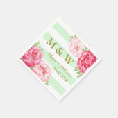 Mint Stripes Roze Waterverf Bruiloft Monogram Servetten (Hoek)