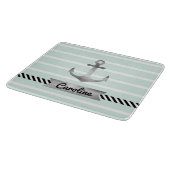Mint Stripes Waterverf Anchor Aangepast Snijplank (Hoek)